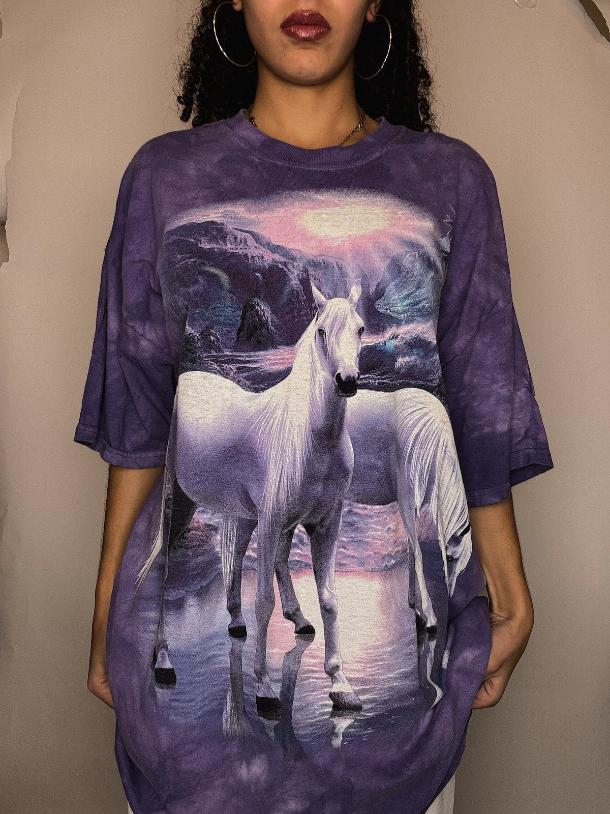 Tshirt violet horses XL vintage