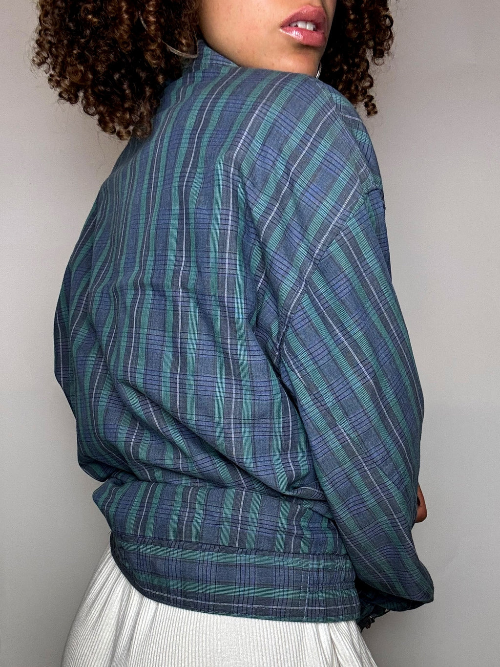 Blouson reversible carreaux / gris L vintage