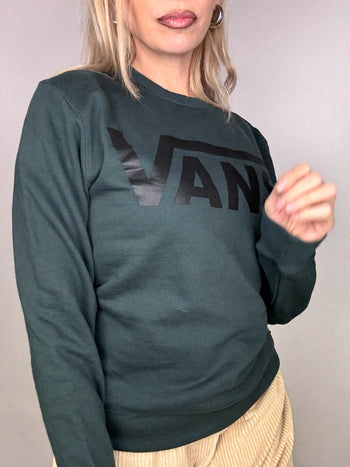 Sweat col rond vert VANS S vintage