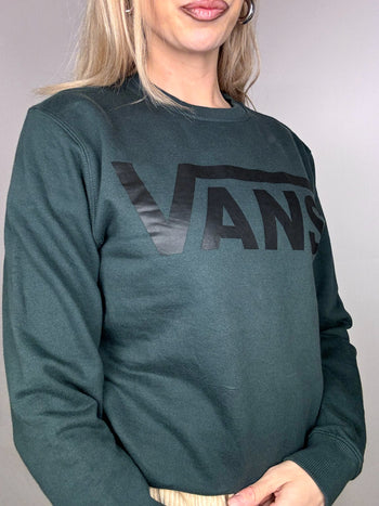 Sweat col rond vert VANS S vintage