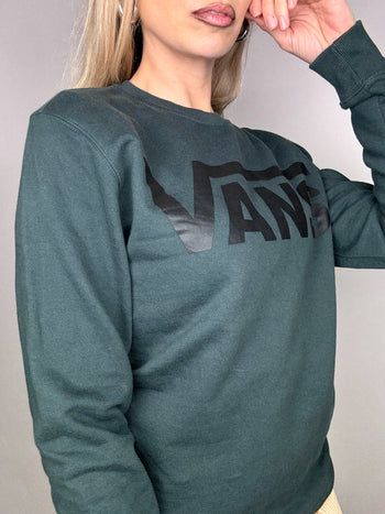 Sweat col rond vert VANS S vintage