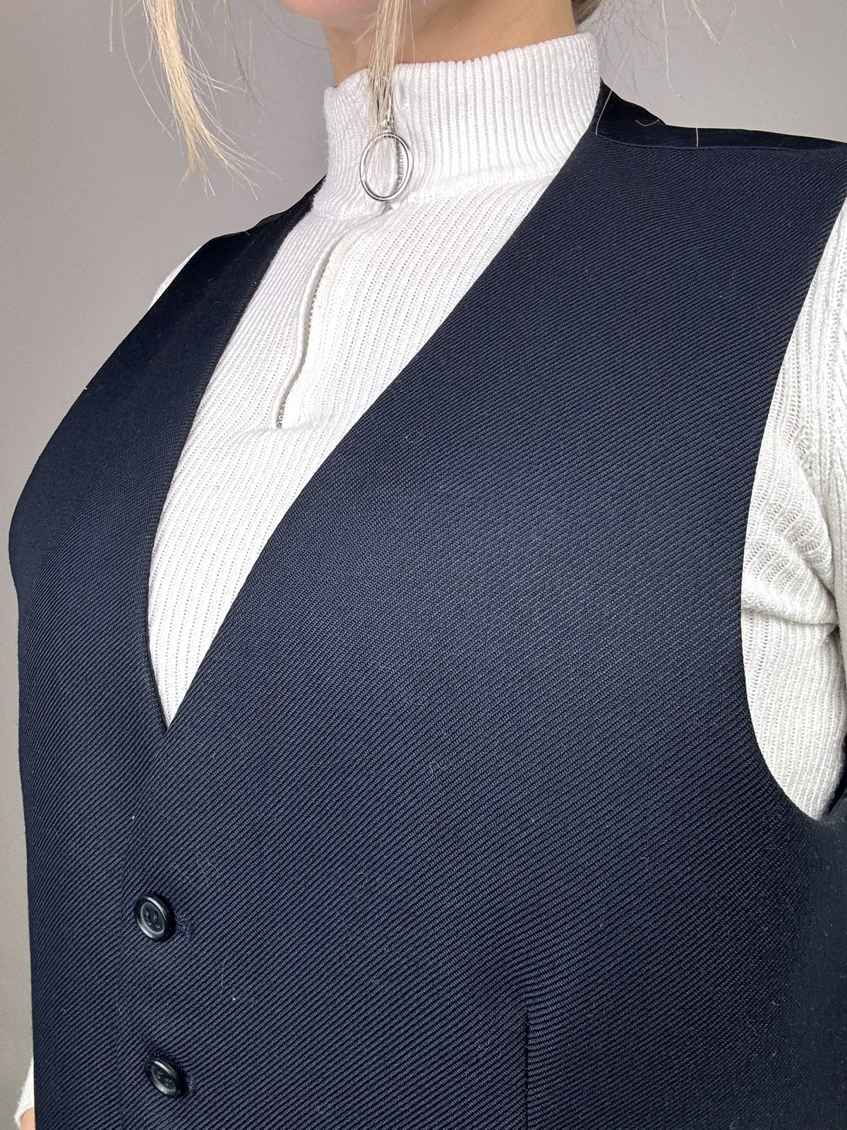 Vintage Marineblaue Anzugweste S/M