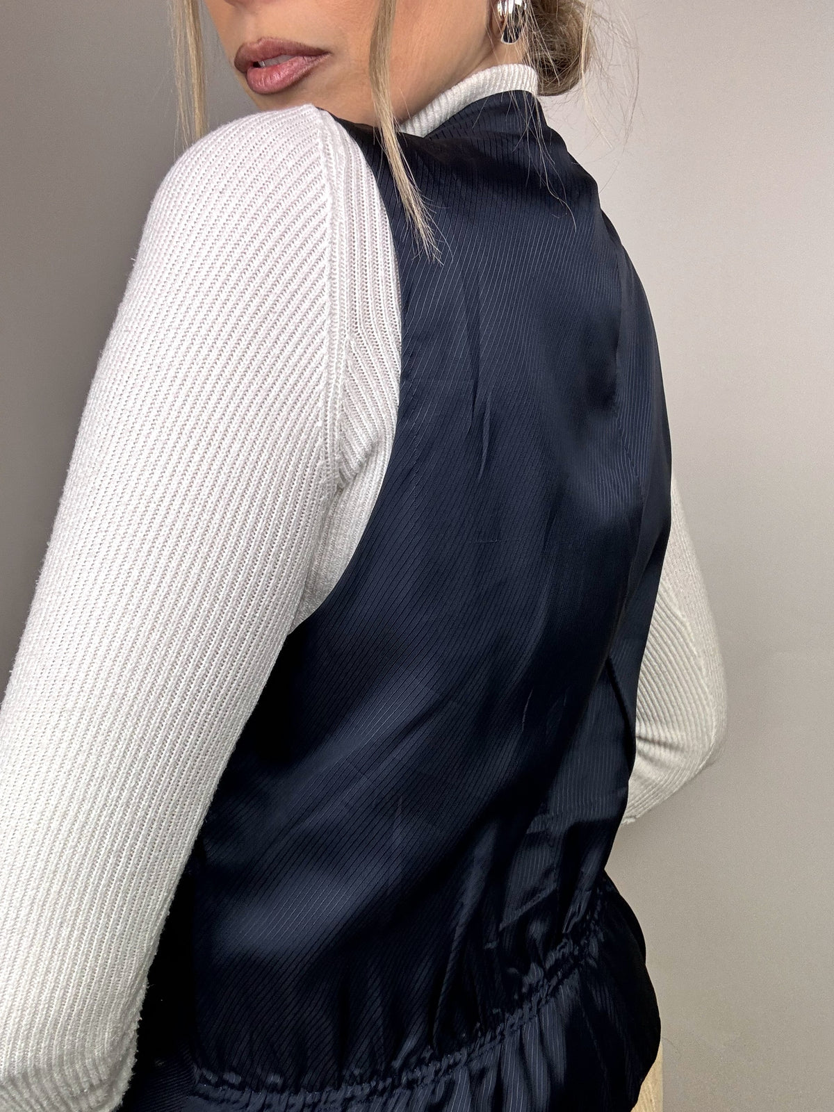 Vintage Marineblaue Anzugweste S/M