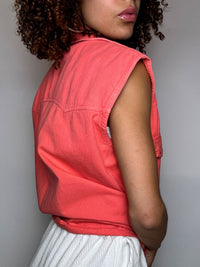 Vintage orange denim sleeveless vest M/L
