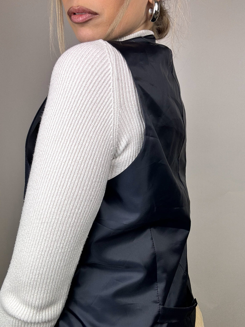 Gilet de costume bleu marine à rayure tennis M/L vintage
