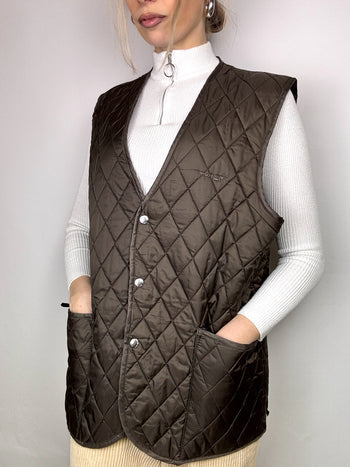 Gilet matelassé sans manches marron L vintage