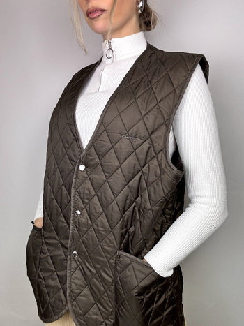 Gilet matelassé sans manches marron L vintage