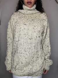 Pull col roulé beige L vintage