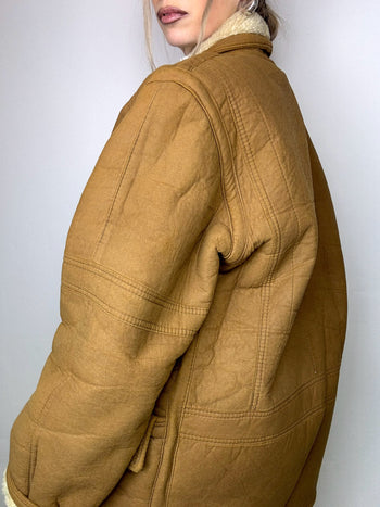 Manteau en peau de mouton retournée camel L/XL vintage