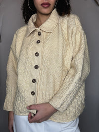 Cardigan en laine beige L vintage