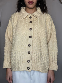Cardigan en laine beige L vintage