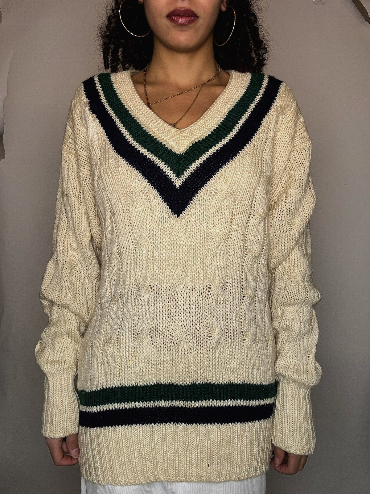 Pull cricket beige M vintage