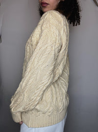 Pull tressé beige M vintage