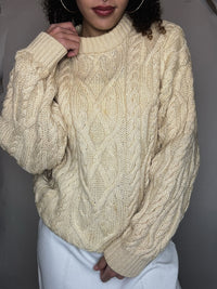 Pull tressé beige M vintage