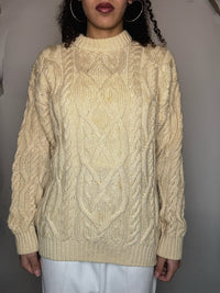 Pull tressé beige M vintage