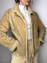 Vintage beige fitted sheepskin jacket L