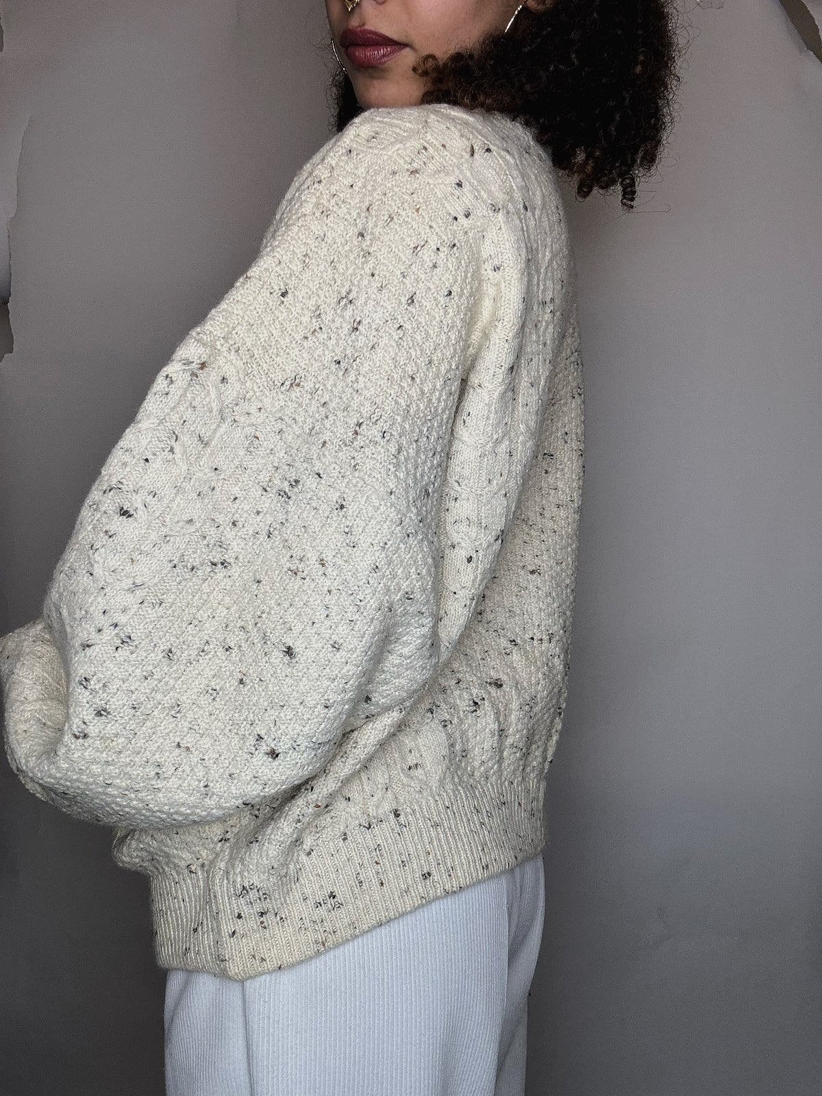 Vintage beige wool cardigan XL