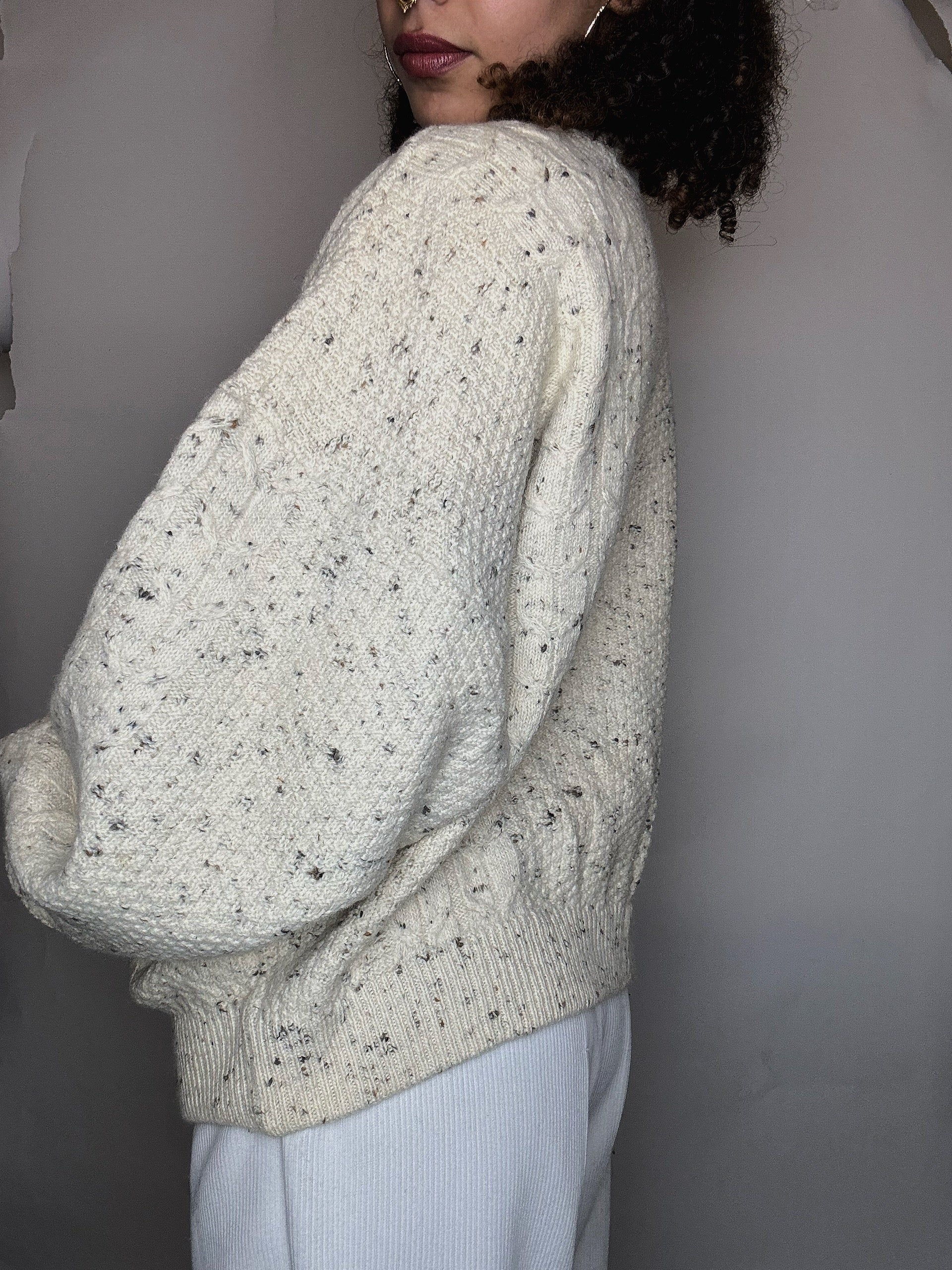Cardigan en laine beige XL vintage
