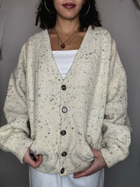 Vintage beige wool cardigan XL