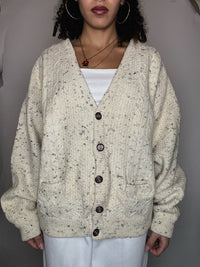 Vintage beige wool cardigan XL