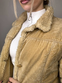 Vintage beige fitted sheepskin jacket L