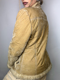 Vintage beige fitted sheepskin jacket L