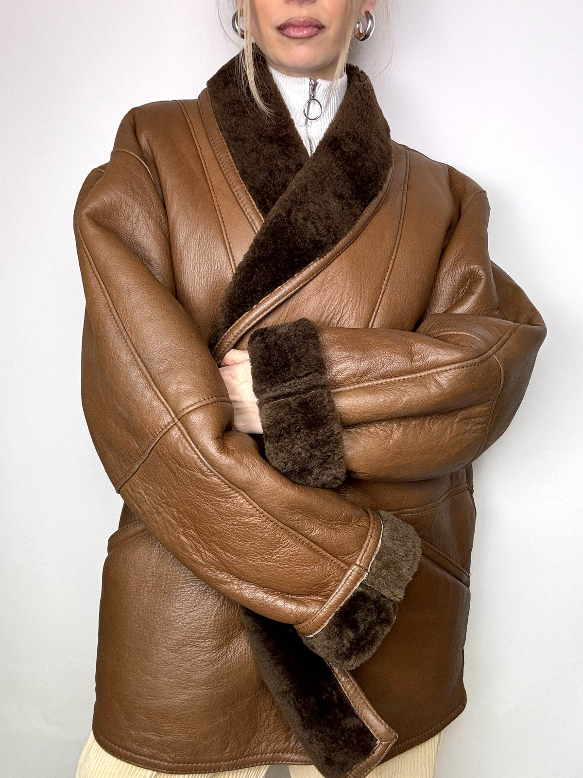 Vintage L/XL Brauner Shearlingmantel