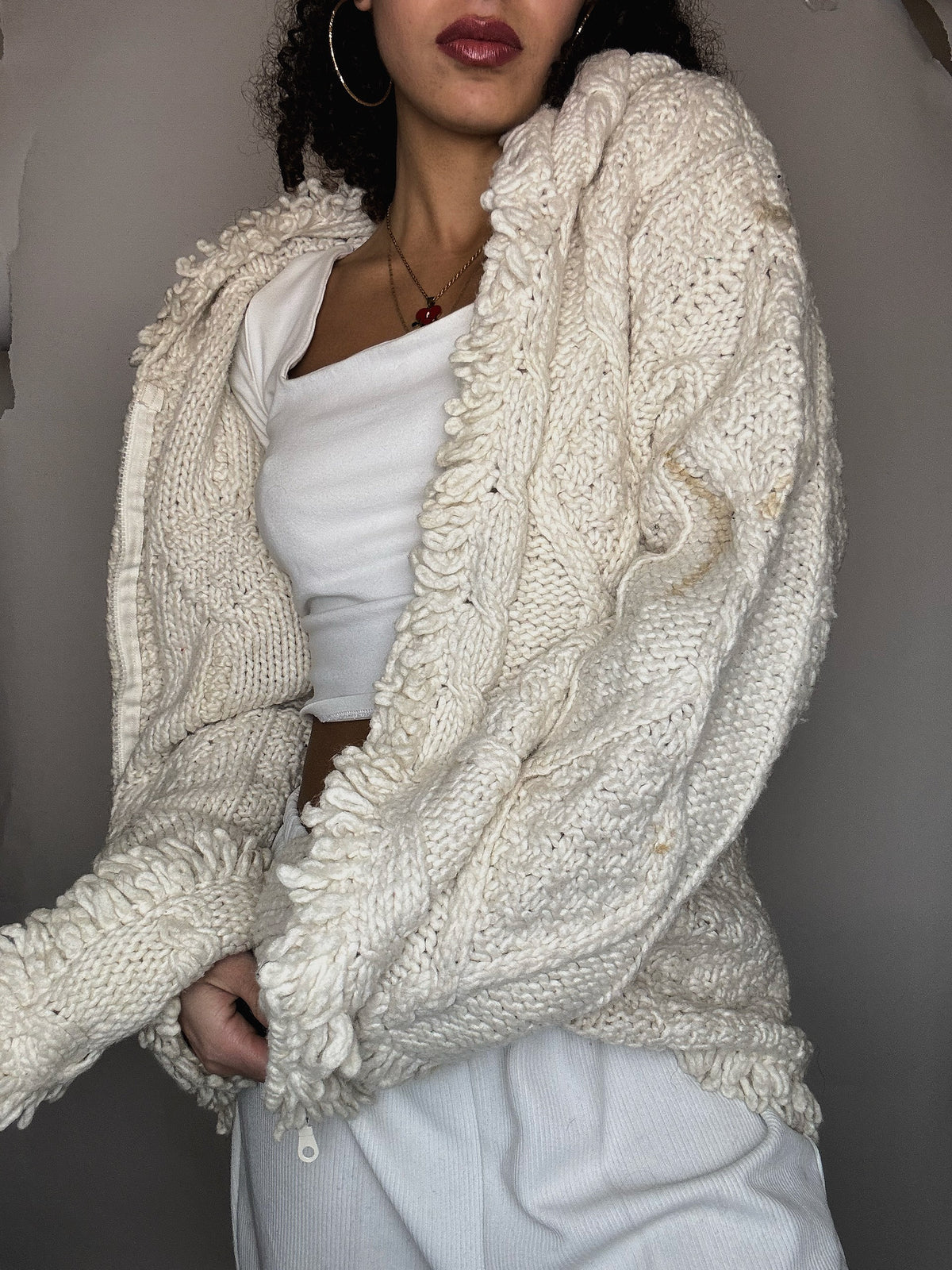 Cardigan zippé beige S/M vintage