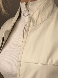 Vintage L/XL Weiße Lederjacke