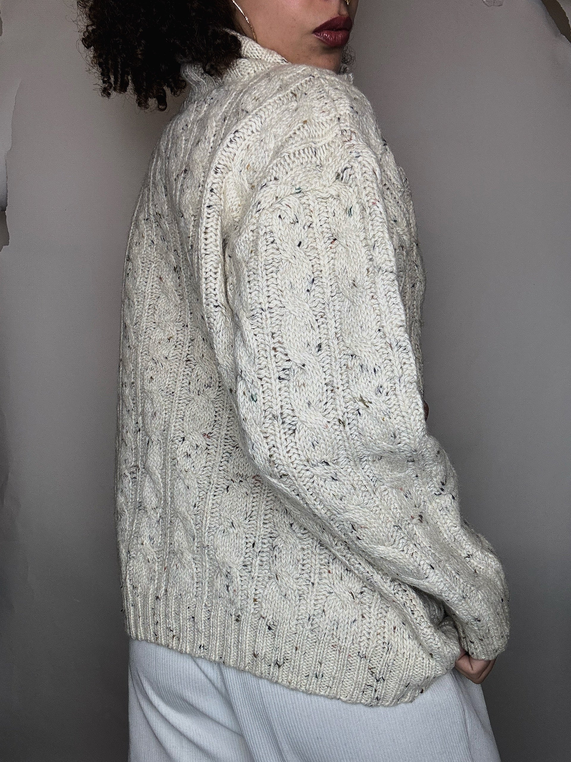 Pull en maille beige M vintage