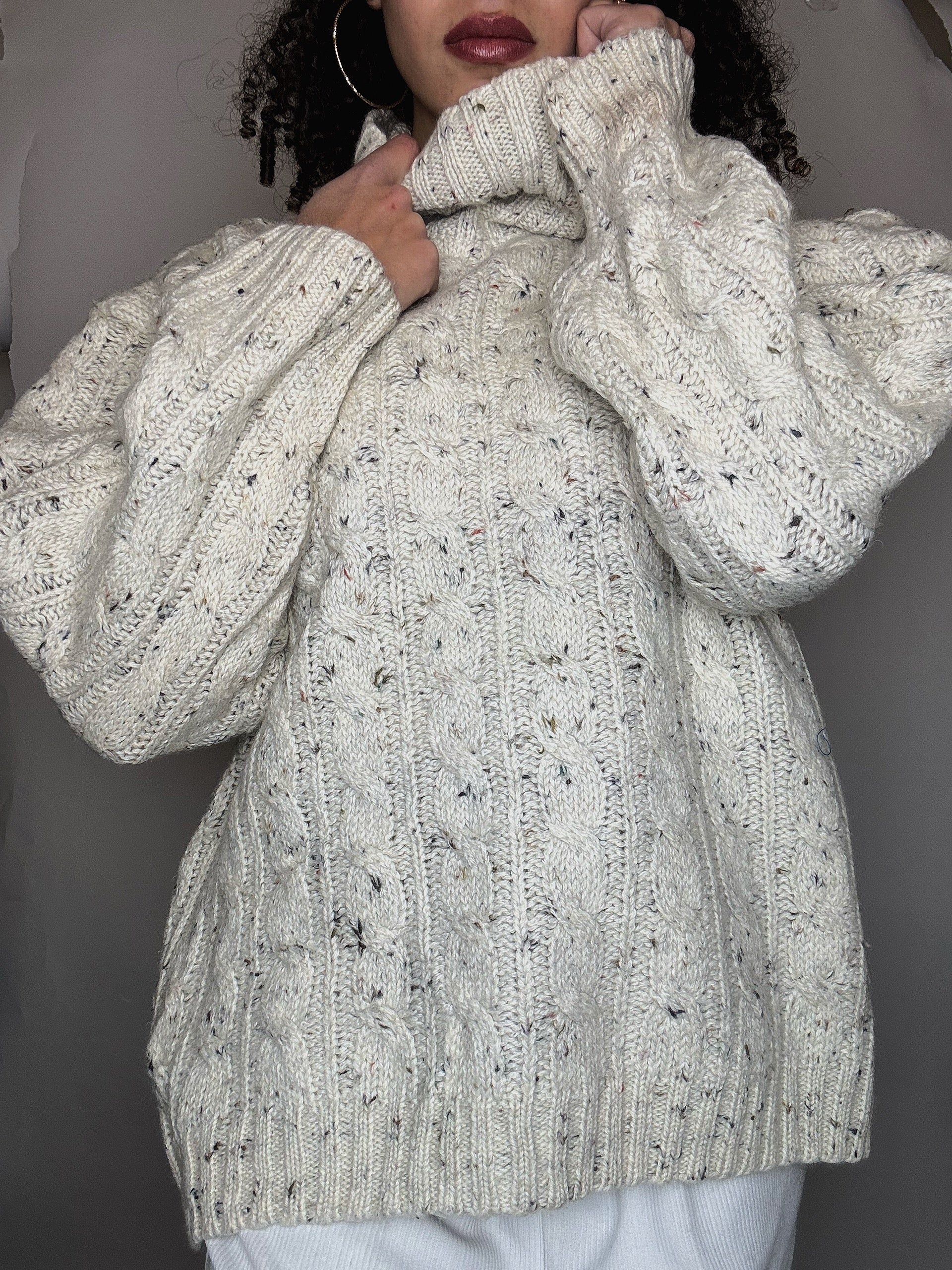 Pull en maille beige M vintage