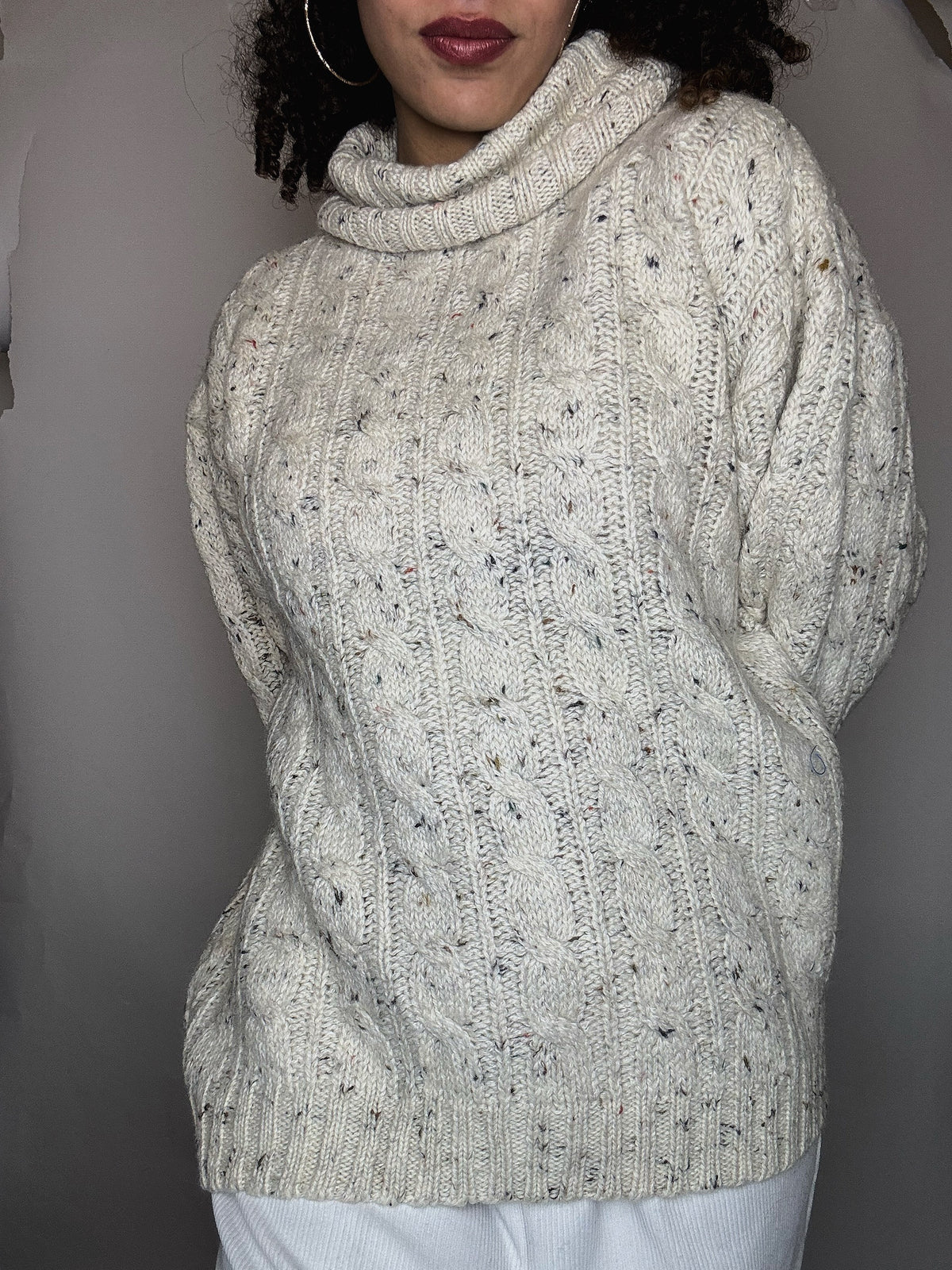 Pull en maille beige M vintage