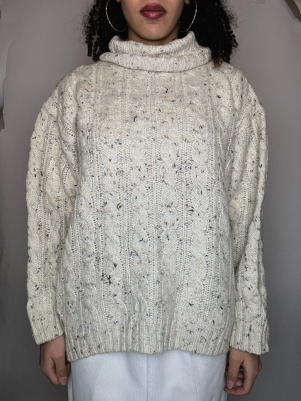 Pull en maille beige M vintage