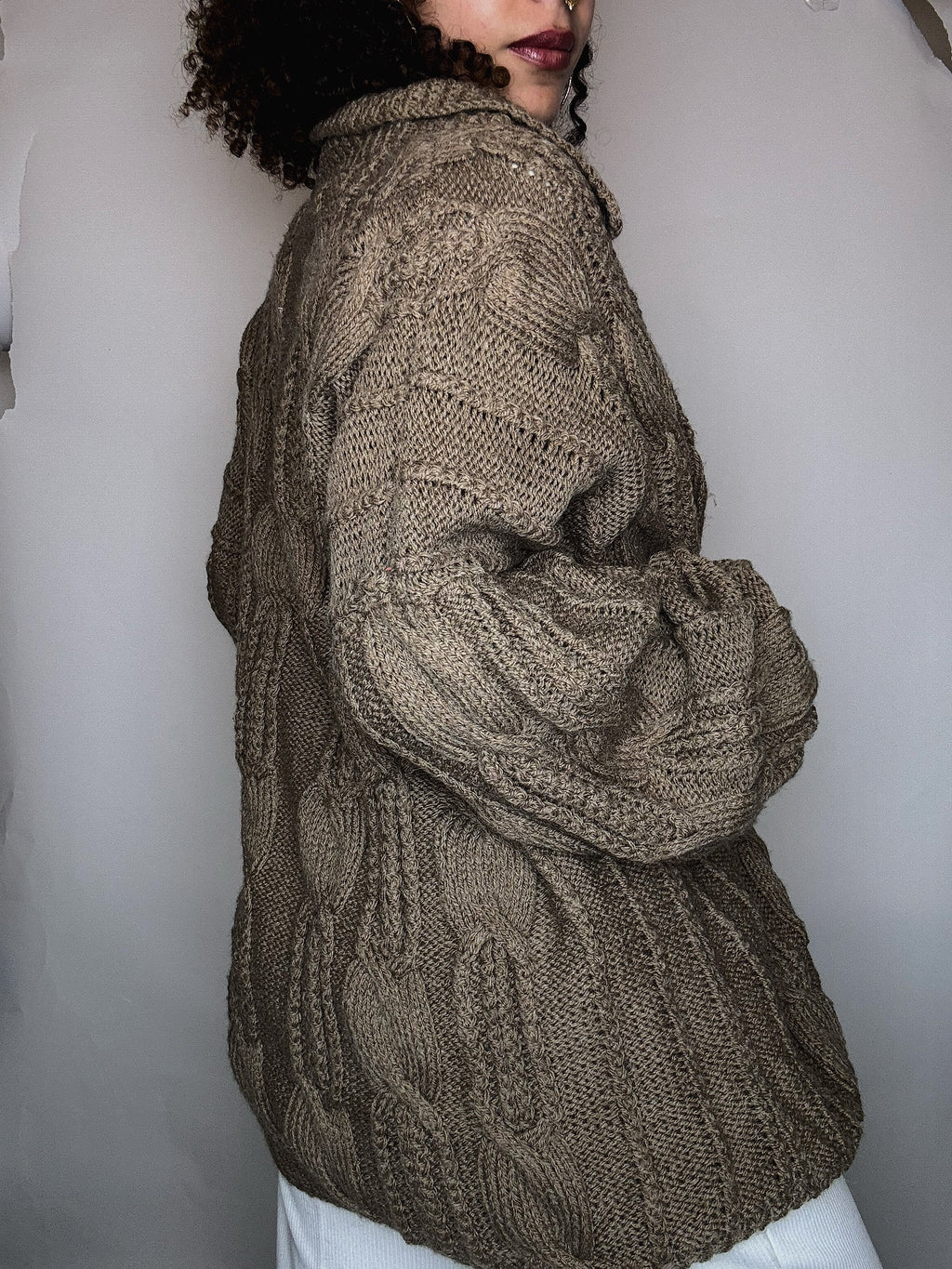 Cardigan en maille beige L vintage