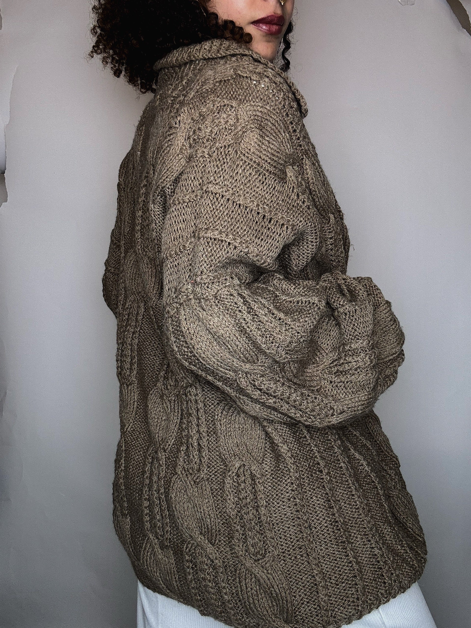 Cardigan en maille beige L vintage