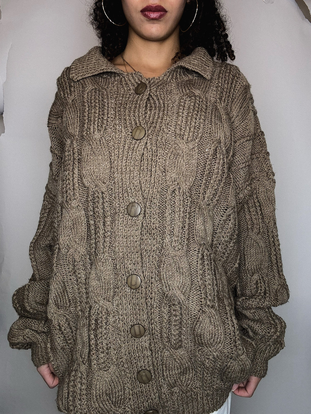 Cardigan en maille beige L vintage