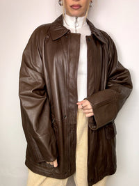 Vintage L/XL Brown Straight Leather Jacket