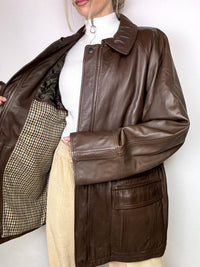 Vintage L/XL Brown Straight Leather Jacket