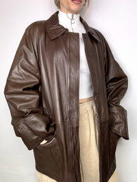 Vintage L/XL Brown Straight Leather Jacket