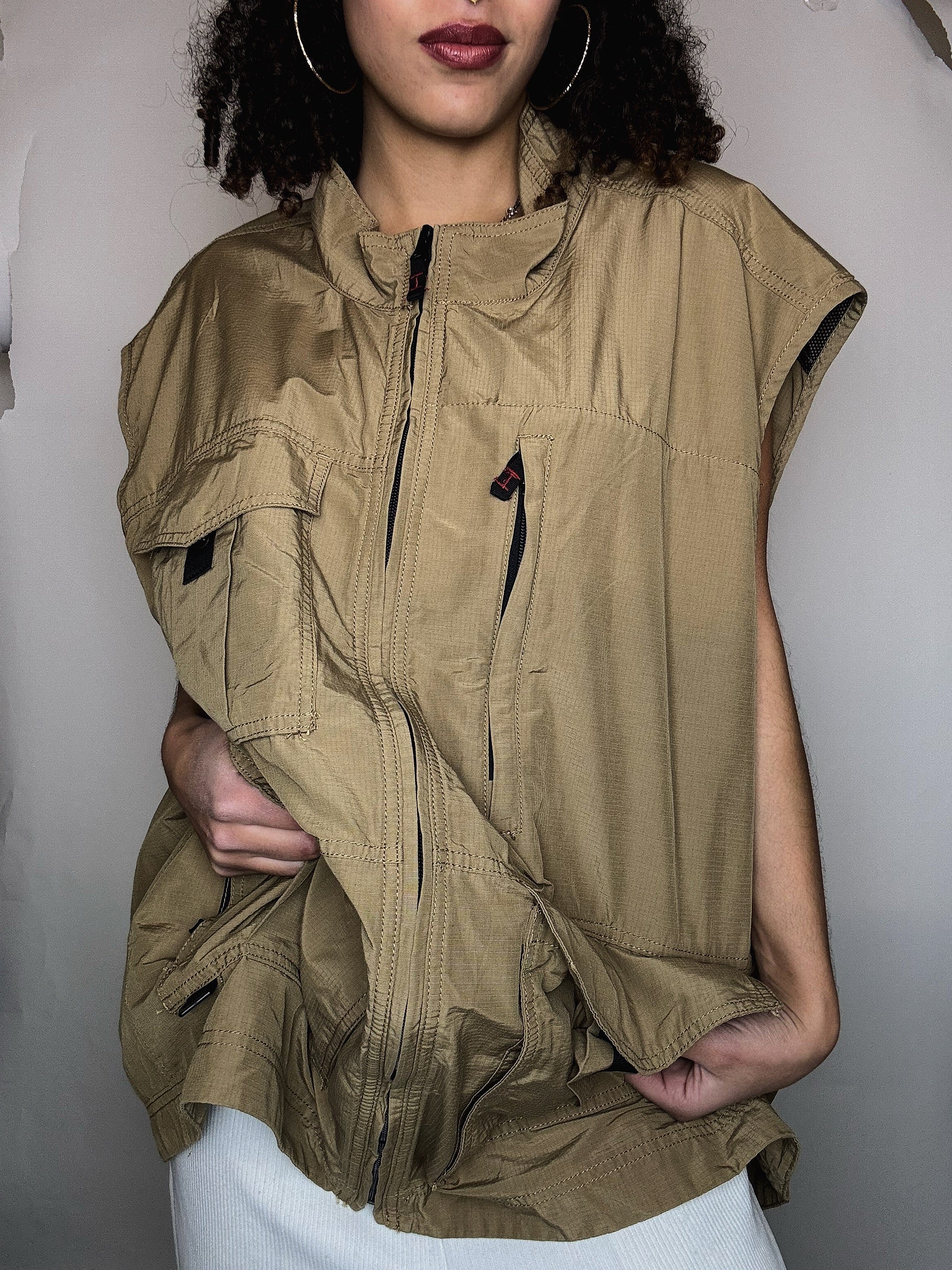 Gilet à poches beige 3XL vintage