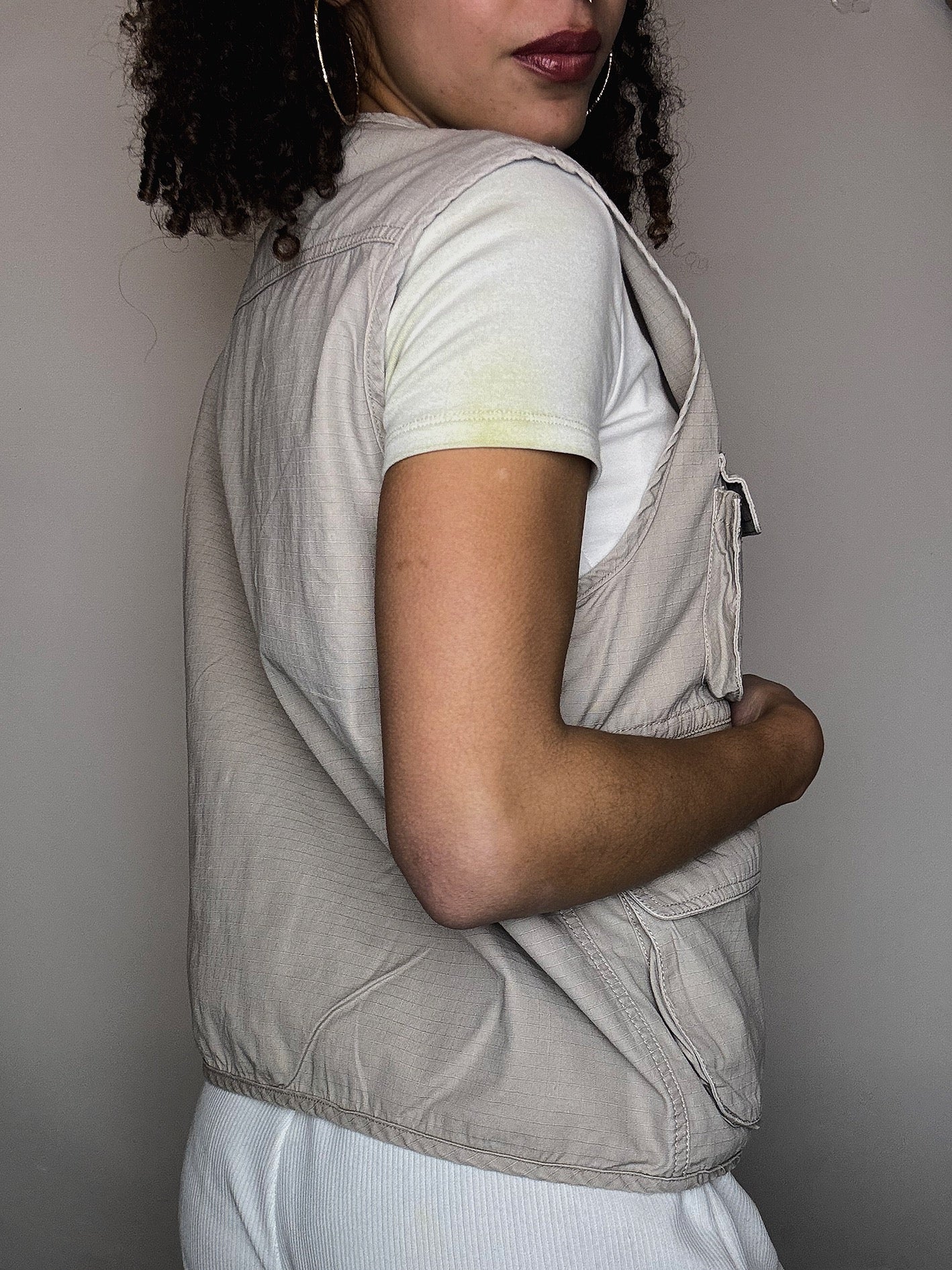 Gilet à poches beige M vintage