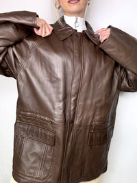 Vintage L/XL Brown Straight Leather Jacket