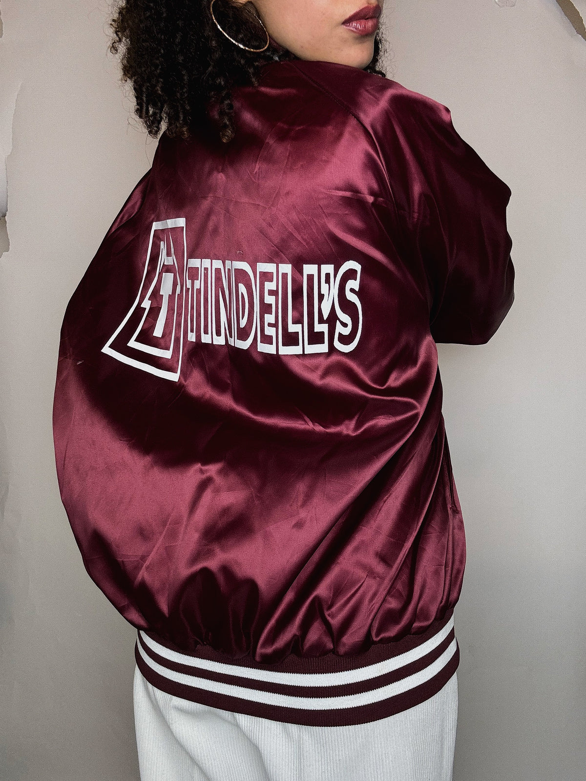 Vintage burgundy nylon bomber jacket L