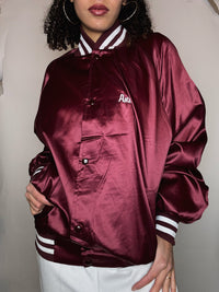 Vintage burgundy nylon bomber jacket L