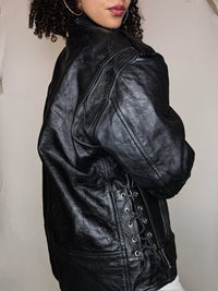 Black leather perfecto jacket 2XL vintage