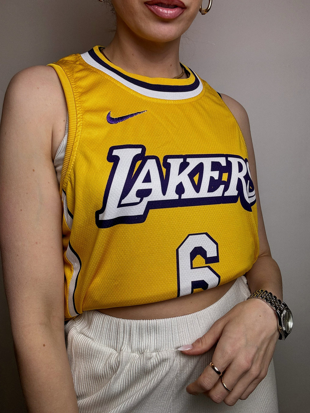 Gelbes NIKE x LAKERS Basketballtrikot S