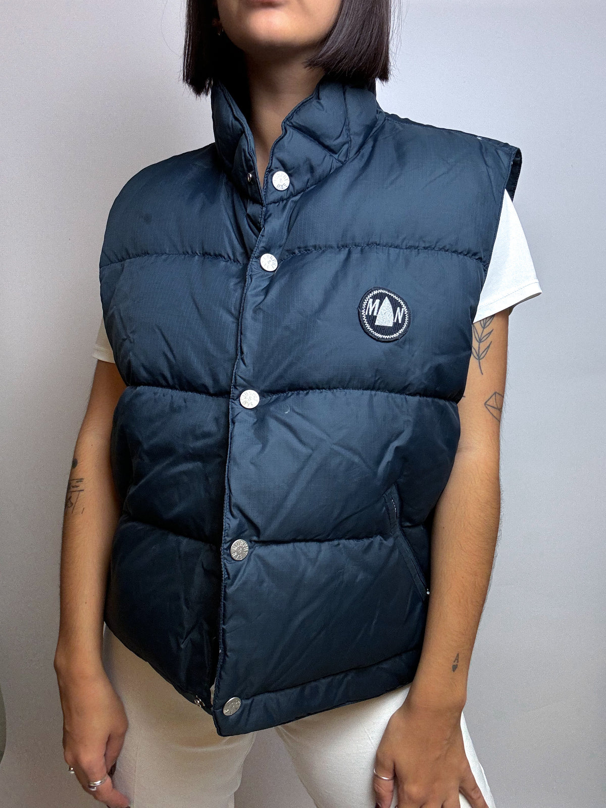 Vintage blaue Daunenjacke Weste S/M 