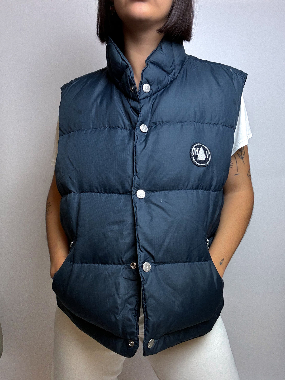 Vintage blaue Daunenjacke Weste S/M 