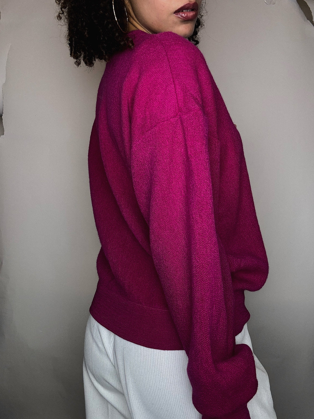Lacoste M vintage fuchsia knit cardigan