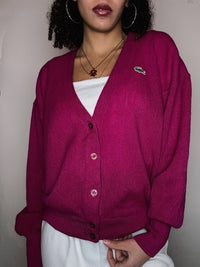 Lacoste M vintage fuchsia knit cardigan